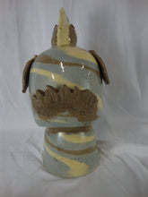 Load image into Gallery viewer, Dale Costner Vale, NC Brown/Blue Folk Art Pottery Chicken Figure Sculpture