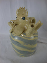 Load image into Gallery viewer, Dale Costner Vale, NC Unsigned Blue/Cream Folk Art Pottery Chicken Figure Sculpture