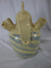 Load image into Gallery viewer, Dale Costner Vale, NC Unsigned Blue/Cream Folk Art Pottery Chicken Figure Sculpture
