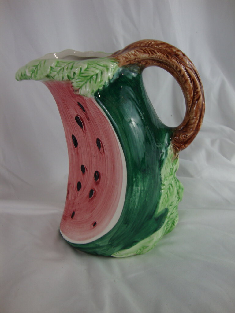Vintage Italy Ceramic Watermelon Slice Decor Pitcher