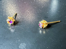 Load image into Gallery viewer, Vintage Gold & Amethyst February Birthstone Stud Earrings, Not Original Backs