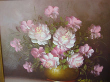 Load image into Gallery viewer, Vintage Signed Robert Cox Pink Roses Blooming Framed Oil on Canvas Painting