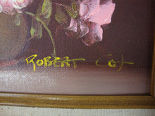 Load image into Gallery viewer, Vintage Signed Robert Cox Pink Roses Blooming Framed Oil on Canvas Painting