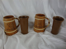 Load image into Gallery viewer, 1970&#39;s 7-Up The Uncola Wood Mug with Plastic Insert and Rope Handles Pair
