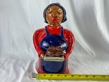 Load image into Gallery viewer, Signed Marvin Bailey Folk Art Lady with Turkey Pottery Sculpture