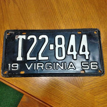 Load image into Gallery viewer, 1956 Virginia T22-844 Automobile Car License Plate Tag