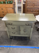 Load image into Gallery viewer, Vintage Country Green Wash Stand Side Table Storage Cabinet
