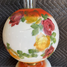 Load image into Gallery viewer, Original Antique Oil Lamp, Hand painted, Tall Chimney, 19" to top of Globe