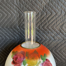 Load image into Gallery viewer, Original Antique Oil Lamp, Hand painted, Tall Chimney, 19" to top of Globe