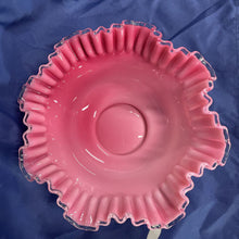 Load image into Gallery viewer, Vintage Fenton Pink and White Silver Crest Ruffled Decor Console Bowl