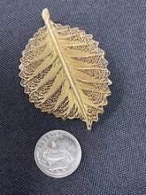 Load image into Gallery viewer, Vintage Gabriel Star Toned Sterling Silver Filigree Leaf Brooch
