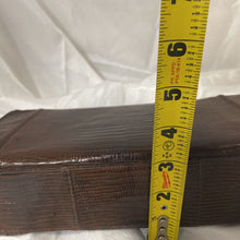 Load image into Gallery viewer, Purse, Embossed Leather, Snake Print, Brown with Gold Trim