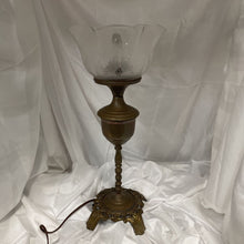 Load image into Gallery viewer, Lamp, Bronze table, Etched Bowl Globe

