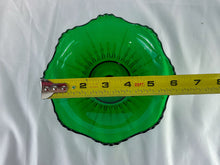 Load image into Gallery viewer, Emerald Green Glass Scalloped-Edge Compote Insert Candleholder Set