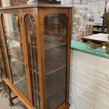 Load image into Gallery viewer, Antique Arts & Crafts Tiger Oak China Hutch Display Cabinet