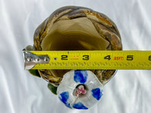 Load image into Gallery viewer, Hand-made Blue Ceramic Vase with Morning Glories, Unsigned