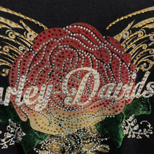 Load image into Gallery viewer, Harley Davidson, XL, Womens, Black Simple Flower,3/4 Sleeve