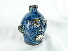 Load image into Gallery viewer, Signed Marvin Bailey Small Blue Ugly Face Jug with 8 Teeth
