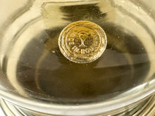 Load image into Gallery viewer, 1980s Brown Glass Gold Band Decanter & 6 Glasses Set