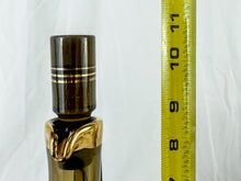 Load image into Gallery viewer, 1980s Brown Glass Gold Band Decanter & 6 Glasses Set