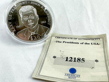 Load image into Gallery viewer, American Mint 999 Silver President John F. Kennedy Coin
