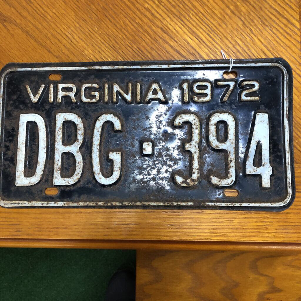 1972 Virginia License Plate – Standpipe Antiques