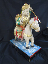 Load image into Gallery viewer, Antique Solid Wood Hand Carved &amp; Hand Painted Chinese Warrior on War Horse *LOCAL PICKUP ONLY!*
