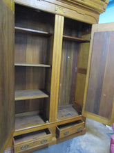 Load image into Gallery viewer, Antique Eastlake Mirrored Oak Armoire Wardrobe
