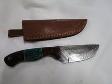 Load image into Gallery viewer, *Knife, 8" Custom Damascus Skinning Knife with Sheath, Wood Handle

