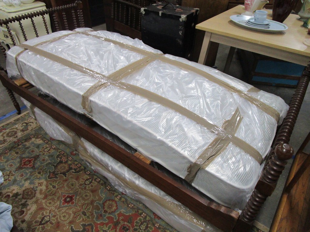 Antique Twin Bobbin Spindle Headboard, Footboard, Side Rails and Slats