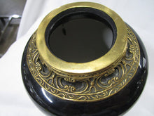 Load image into Gallery viewer, Vintage Andrea by Sadek Black Ceramic Vase with Metal Collar
