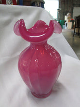 Load image into Gallery viewer, Vintage Fenton Cranberry Opalescent Glass Ruffled Vase
