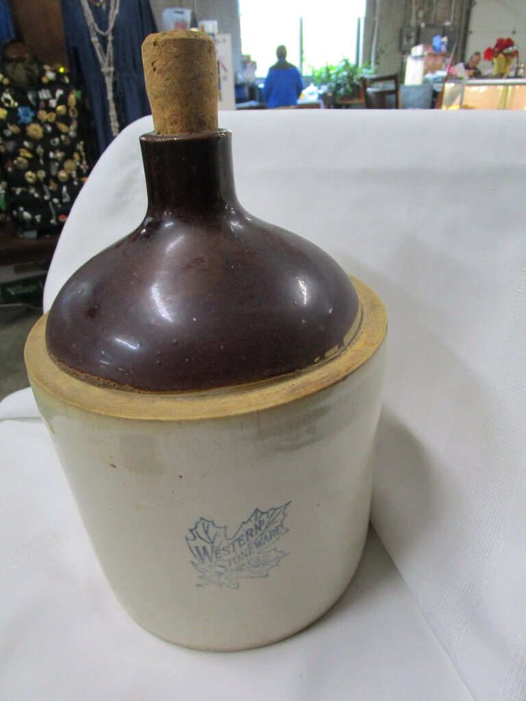 Vintage Stoneware Western Stoneware Maple Leaf Logo Whiskey Crock Jug