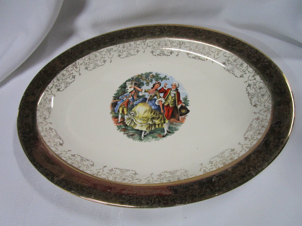Sabin Crest-O-Gold 22K Gold Trim Oval Serving Platter