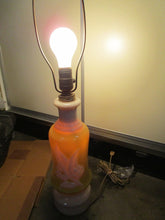Load image into Gallery viewer, MCM Retro Chartreuse &amp; Cream Lily of the Valley Aladdin Electric Lamp No Shade
