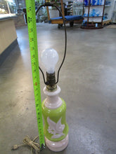 Load image into Gallery viewer, MCM Retro Chartreuse &amp; Cream Lily of the Valley Aladdin Electric Lamp No Shade
