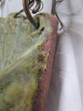 Load image into Gallery viewer, Art Pottery Artist Signed Green Tree and Leaf Wall Pocket
