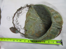 Load image into Gallery viewer, Art Pottery Artist Signed Green Tree and Leaf Wall Pocket
