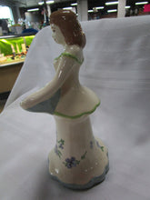 Load image into Gallery viewer, Weil Ware Woman with Blue Basket Planter Vase
