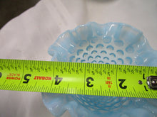 Load image into Gallery viewer, Fenton Aqua Blue Opalescent Hobnail Pedestal Ruffled Edge Vase
