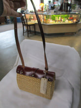 Load image into Gallery viewer, Vintage Cappelli Red Leather and Woven Straw Shoulder Bag Purse
