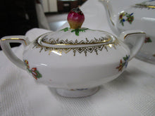 Load image into Gallery viewer, Victoria China Czech Floral Porcelain Teapot and Creamer/Sugar Tea Set
