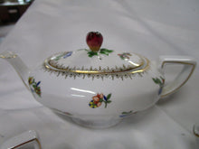 Load image into Gallery viewer, Victoria China Czech Floral Porcelain Teapot and Creamer/Sugar Tea Set
