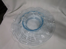 Load image into Gallery viewer, Vintage Ice Blue Ribbed Glass Console Decor Bowl
