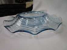 Load image into Gallery viewer, Vintage Ice Blue Ribbed Glass Console Decor Bowl
