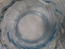 Load image into Gallery viewer, Vintage Ice Blue Ribbed Glass Console Decor Bowl
