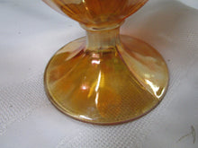 Load image into Gallery viewer, Vintage Jeanette Marigold Carnival Glass Pedestal Compote Candy Dish with Lid
