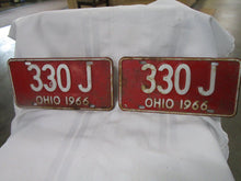 Load image into Gallery viewer, 1966 Ohio Matched Pair 330 J Car Tag License Plate Set
