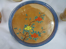 Load image into Gallery viewer, Vintage Japan Orange/Blue Lustre Floral Table Condiment Set
