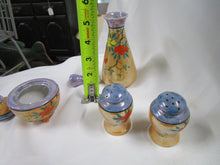 Load image into Gallery viewer, Vintage Japan Orange/Blue Lustre Floral Table Condiment Set
